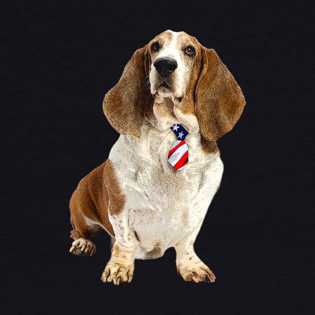 Hound Hues Basset Beauty American Flag Tee for Dog Devotees by Gamma-Mage